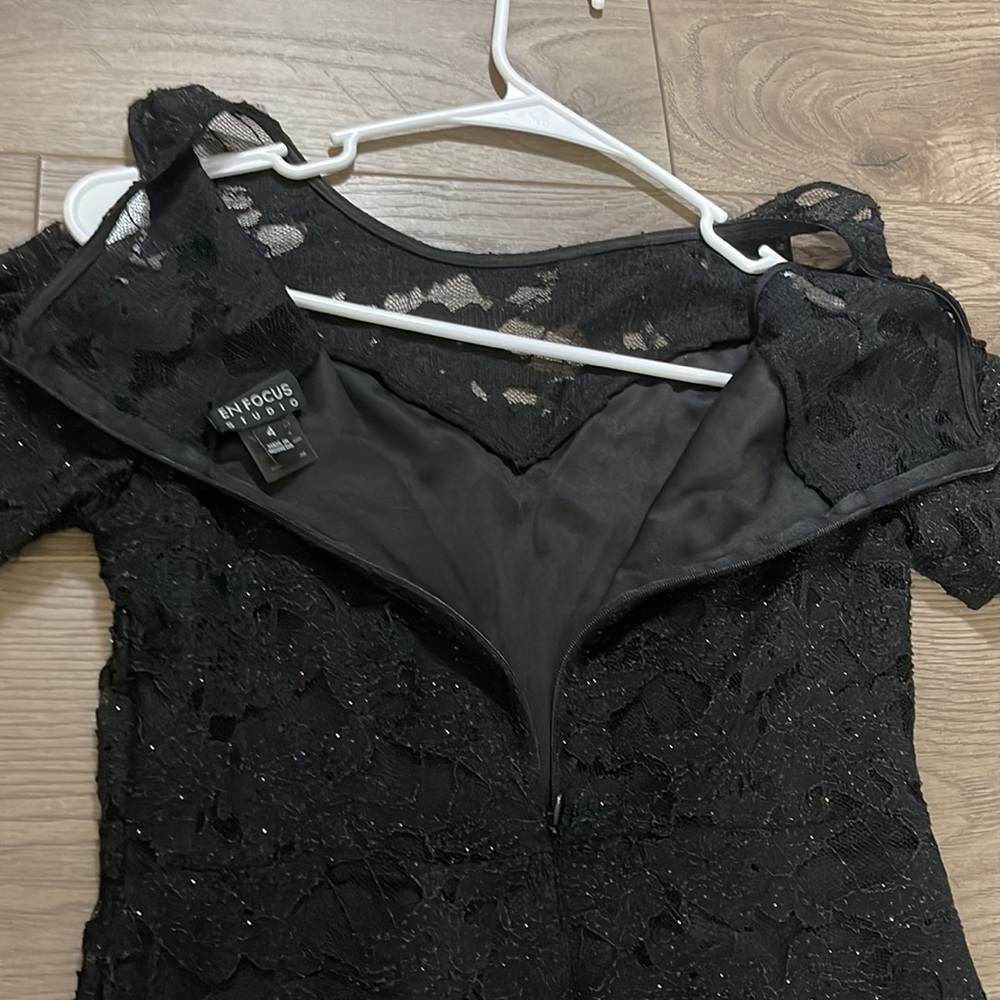En Focus Studio Women's Black Lace Textured dress size 4 - Picture 6 of 9